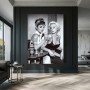 Schwarzweißes Leinwandbild mit glamourösem Pop Art Porträt