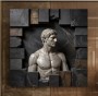 Dynamisches Wandbild mit klassischer Büste und dunkler Marmoroptik 3D