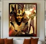 Egyptische Pharao Leinwandbild mit goldenen Symbolen und Ornamenten