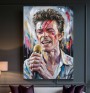 Expressives Leinwandbild mit singendem Mann und Farbspritzern