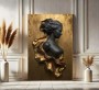 Elegantes Wandbild mit schwarzer Frauenbüste in Goldoptik 3D
