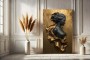 Elegantes Wandbild mit schwarzer Frauenbüste in Goldoptik 3D