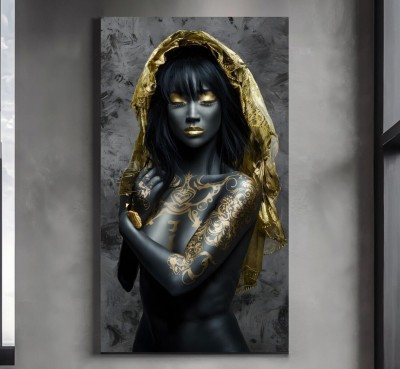 Elegante Frauenfigur mit Goldakzenten als abstrakter Kunstdruck
