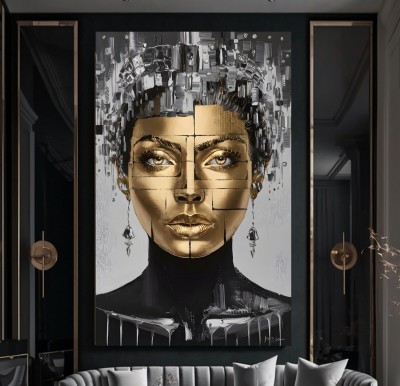 Goldenes Porträt als moderner Leinwandbild Kunstdruck
