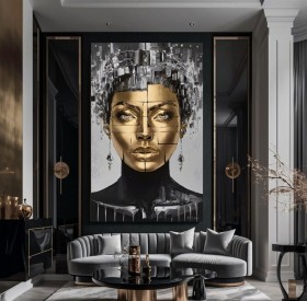 Goldenes Porträt als moderner Leinwandbild Kunstdruck Goldenes Porträt als moderner Leinwandbild Kunstdruck