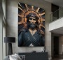 Dramatisches Christus Wandbild mit Dornenkrone und goldenen Strahlen