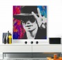 Pop-Art Leinwandbild mit schwarzem Hut und farbigem Hintergrund