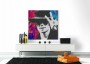 Pop-Art Leinwandbild mit schwarzem Hut und farbigem Hintergrund