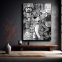 Graffiti Leinwandbild mit lässiger Cartoon-Pantherfigur in Schwarzweiß