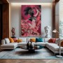 Ausdrucksstarkes Leinwandbild mit tanzender Frau in Pink und Schwarz