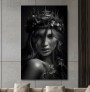 Monochromes Porträt mit floralem Kopfschmuck als Leinwandbild