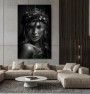 Monochromes Porträt mit floralem Kopfschmuck als Leinwandbild