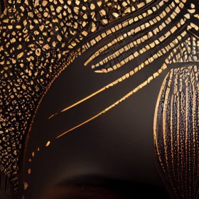 Edles Wandbild mit abstraktem Frauenporträt in Gold und Schwarz Edles Wandbild mit abstraktem Frauenporträt in Gold und Schwarz