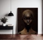 Edles Wandbild mit abstraktem Frauenporträt in Gold und Schwarz