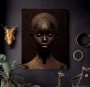 Edles Wandbild mit abstraktem Frauenporträt in Gold und Schwarz