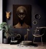 Edles Wandbild mit abstraktem Frauenporträt in Gold und Schwarz
