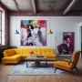 Pop Art Leinwandbild mit glamouröser Frauenfigur und Farbflächen