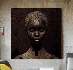 Abstraktes Porträt mit goldenen Linien auf dunklem Hintergrund Abstraktes Porträt mit goldenen Linien auf dunklem Hintergrund