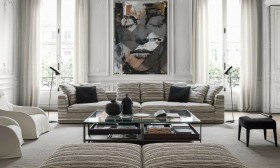 Abstraktes Porträt als modernes Leinwandbild in Grau und Beige Abstraktes Porträt als modernes Leinwandbild in Grau und Beige