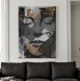 Abstraktes Porträt als modernes Leinwandbild in Grau und Beige