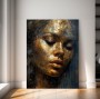 Abstraktes Porträt Leinwandbild in Gold und Dunkelblau