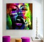 Buntes Pop Art Leinwandbild mit markanter Gesichtsdarstellung