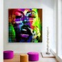 Buntes Pop Art Leinwandbild mit markanter Gesichtsdarstellung