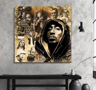 Goldenes Hip-Hop Porträt als modernes Leinwandbild