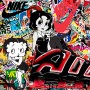 Pop Art Leinwandbild mit Comicfiguren und Sticker-Collage