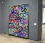 Buntes Street Art Leinwandbild mit typografischer Graffiti-Komposition