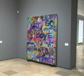Buntes Street Art Leinwandbild mit typografischer Graffiti-Komposition Buntes Street Art Leinwandbild mit typografischer Graffiti-Komposition