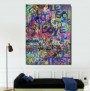 Buntes Street Art Leinwandbild mit typografischer Graffiti-Komposition