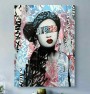 Ausdrucksstarkes Leinwandbild mit grafischem Frauenporträt in Pop-Art-Anmutung