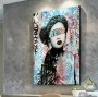 Ausdrucksstarkes Leinwandbild mit grafischem Frauenporträt in Pop-Art-Anmutung