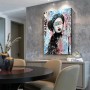 Ausdrucksstarkes Leinwandbild mit grafischem Frauenporträt in Pop-Art-Anmutung