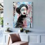 Ausdrucksstarkes Leinwandbild mit grafischem Frauenporträt in Pop-Art-Anmutung