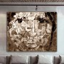 Abstraktes Leinwandbild mit fragmentiertem Gesicht in Sepia