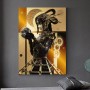 Steampunk Leinwandbild mit stilisierter Frau in Gold und Schwarz