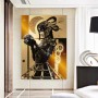 Steampunk Leinwandbild mit stilisierter Frau in Gold und Schwarz