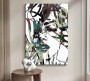 Abstraktes Leinwandbild mit expressive Linien und Gesichtsfragmenten
