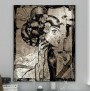 Expressives Leinwandbild einer Frau im grafischen Schwarz-Weiß-Stil