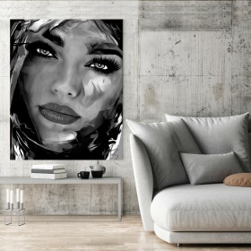 Monochromes Frauenporträt als ausdrucksstarkes Leinwandbild Monochromes Frauenporträt als ausdrucksstarkes Leinwandbild