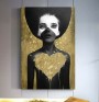 Abstraktes Frauenporträt als Leinwandbild mit goldener Herzform