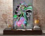 Leinwandbild mit farbigem Indianerporträt im urbanen Stil
