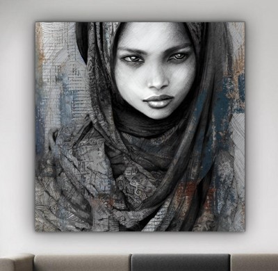 Ausdrucksstarkes Leinwandbild mit monochromem Frauenporträt