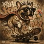 Street-Art Leinwandbild mit cooler Bulldogge auf dem Skateboard