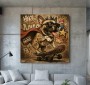 Street Art Leinwandbild mit Skateboard-Hund und Graffiti-Optik