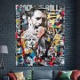 Rock Collage Leinwandbild mit urbaner Typografie und Porträtmotiv