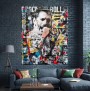 Rock Collage Leinwandbild mit urbaner Typografie und Porträtmotiv