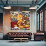 Pop-Art Leinwandbild mit Garfield und Teddy im Luxus-Graffiti-Stil